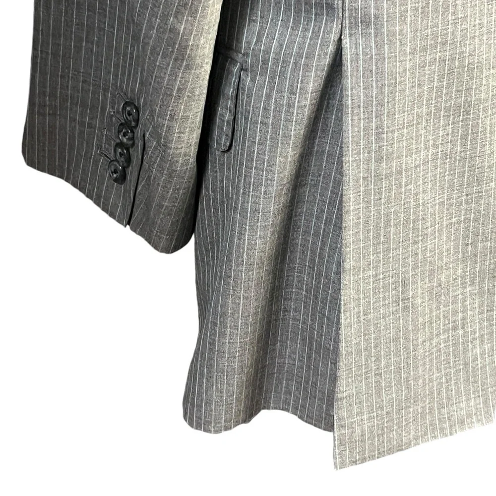 VTG‎ Innocenti Tom James Jacket 46 Grey Blue Pinstripe 2 Button Single Breasted